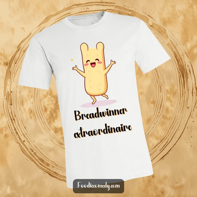Funny baguette t-shirt, a beaming loaf doing the energetic Charleston, full of vintage dance charm and bread-based joy.