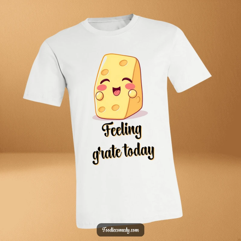 Funny t-shirt depicting a playful piece of cheese winking coyly with a sliver of cracker, full of charm.