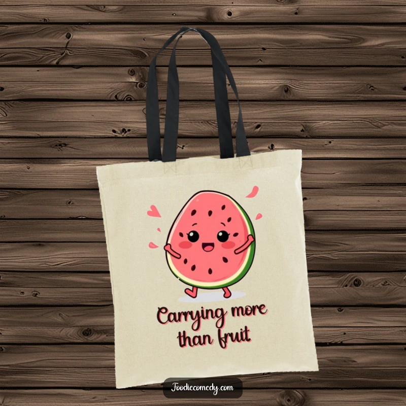 Funny Watermelon Tote Bag: A happy, dancing watermelon slice design, perfect for carrying groceries with a dose of fun.
