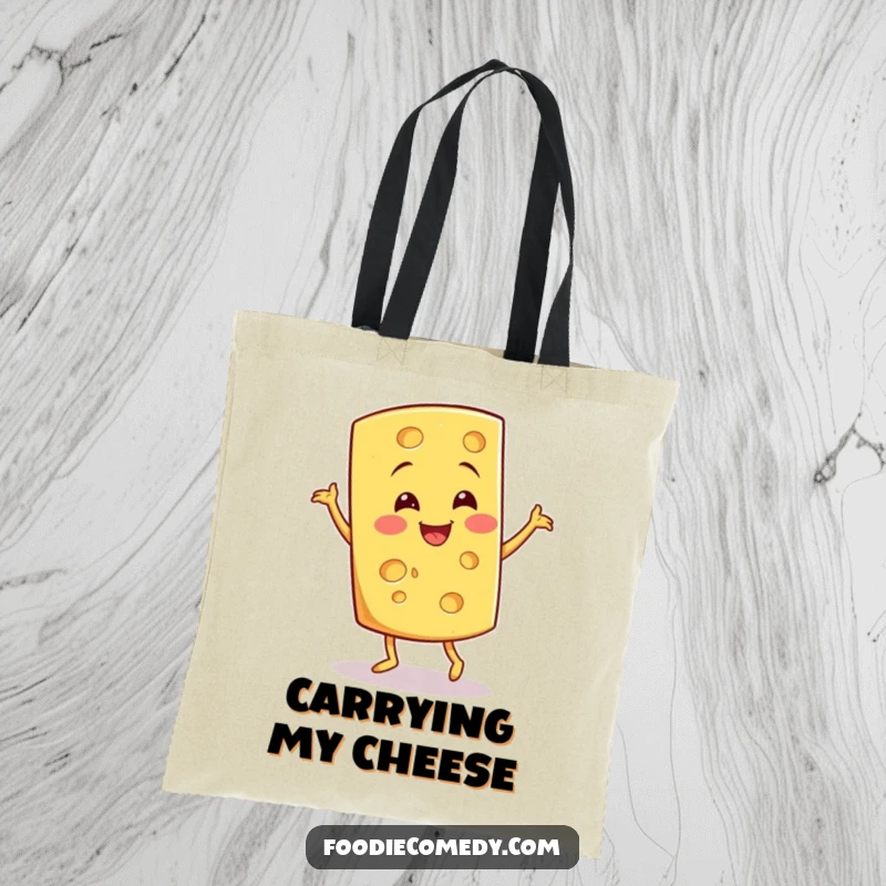 Funny Cheese Jig Tote Bag: A cheese wedge doing a jig makes this tote both functional and funny.