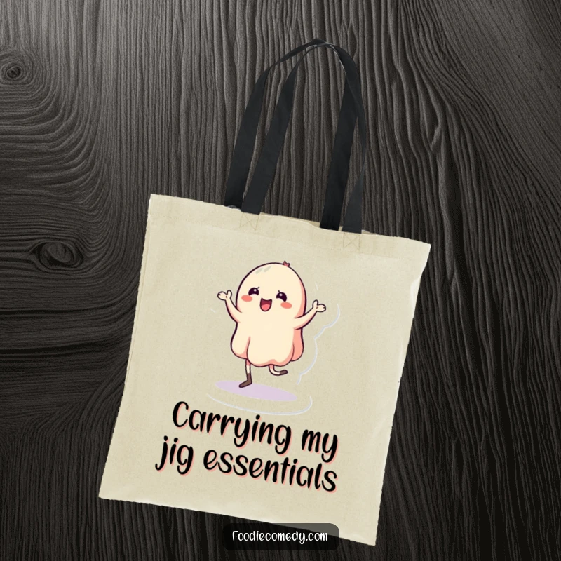 Funny Jelly Tote Bag: A wobbly jelly character dances a jig, perfect for carrying fun items.