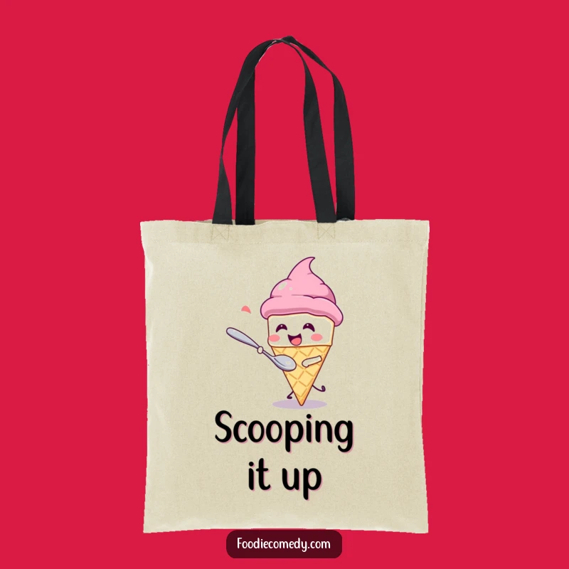 Funny Kawaii Ice Cream Tote Bag: Durable & Humorous Dessert Chase Carryall